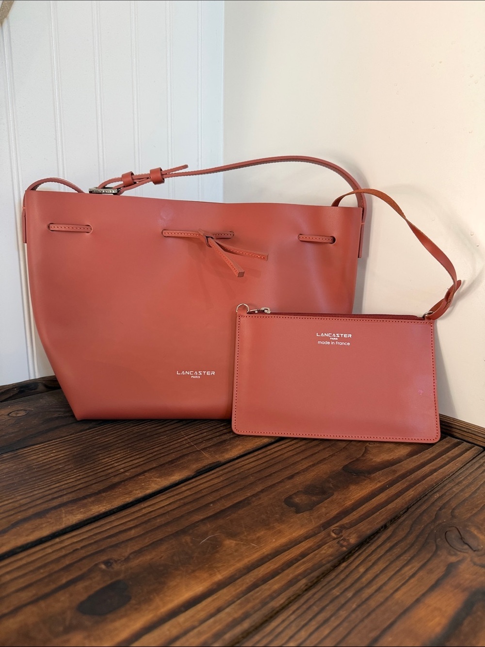 Lancaster Paris Large Leather Bucket bag and Coin Purse